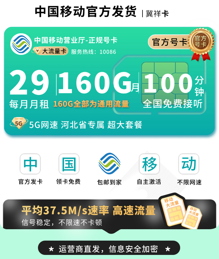 河北移动冀祥卡流量体验